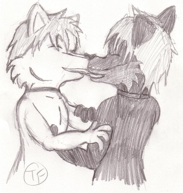 canine couple cute gay kuro kuro_urufu love male sabuteur sketch tokalafox wolf