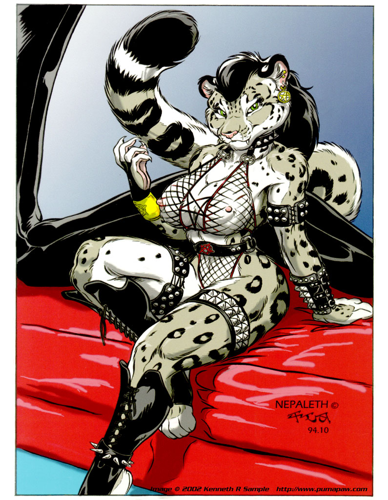 feline female fishnet ken_sample nepaleth piercing skimpy snow_leopard solo