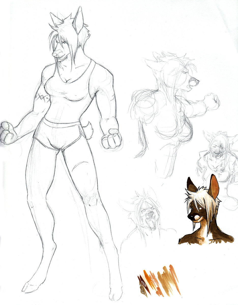 buff cervine deer female honey_(kaiven) kaiven sketch solo tattoo