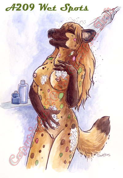 female hyena messy nude paint sara_palmer shower solo splashes spots washing watermark