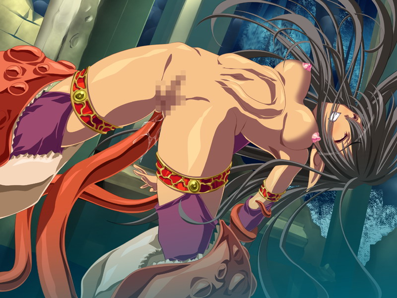 1girl all_the_way_through anal arched_back black_hair censored chained_valkyria clenched_teeth dark_skin deep_penetration elf eyes_closed game_cg intestine_bulge long_hair nude pointy_ears pussy rape sex source_request stomach_bulge tamiya_akito teeth tentacle