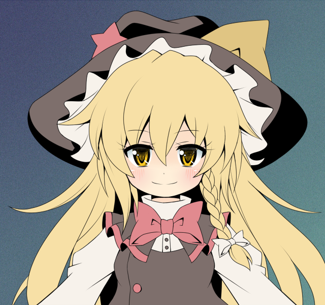 azuma_takeshi_(andon_kandelaar) blonde_hair blush hat kirisame_marisa solo touhou undefined_fantastic_object yellow_eyes