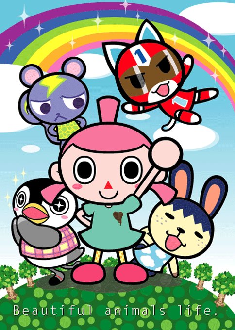 animal_crossing aurora aurora_(animal_crossing) bird black_eyes blush bunny cat doubutsu_no_mori freckles kid_cat nintendo open_mouth penguin pink_hair pippy pippy_(animal_crossing) player_1 purple_eyes rabbit squirrel static static_(animal_crossing) villager_(doubutsu_no_mori)