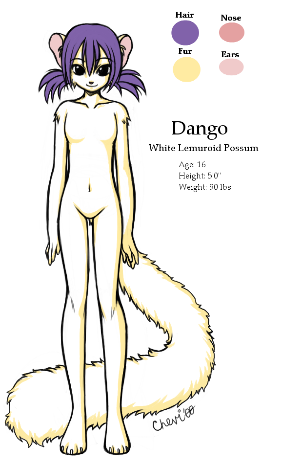 chevi dango female fursona hybrid lemur model_sheet nude possum shizuki solo white_lemuroid_possum
