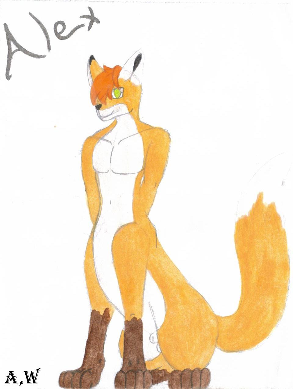 fox foxtaur ivxx_chimera_xxvi male mammal mate nonsexual plain_background solo tail taur unknown_artist white_background