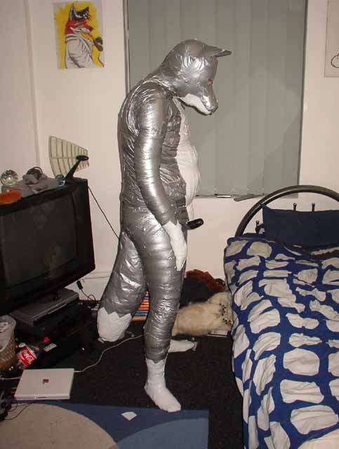 canine chubby dildo duct_tape fox fursuit male penis requested_anonymity sex_toy solo standing taking_it_way_too_far what what_has_science_done