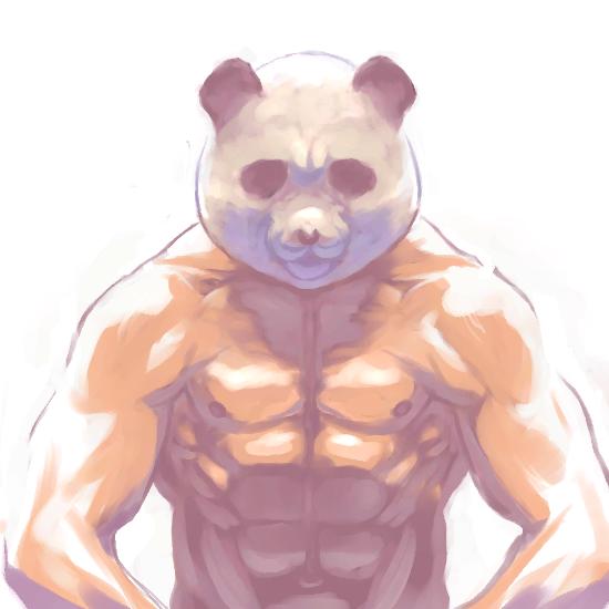 fursuit lol male muscles nightmare_fuel panda solo topless unknown_artist what