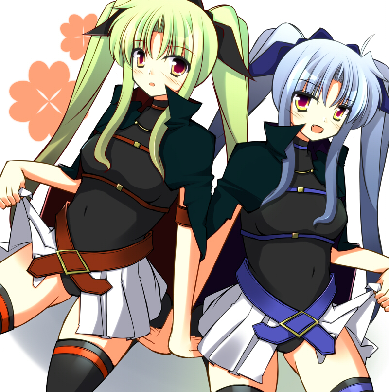 alternate_color fate_testarossa lyrical_nanoha mahou_shoujo_lyrical_nanoha mahou_shoujo_lyrical_nanoha_a's mahou_shoujo_lyrical_nanoha_a's_portable:_the_battle_of_aces material-l mellow multiple_girls thighhighs twintails