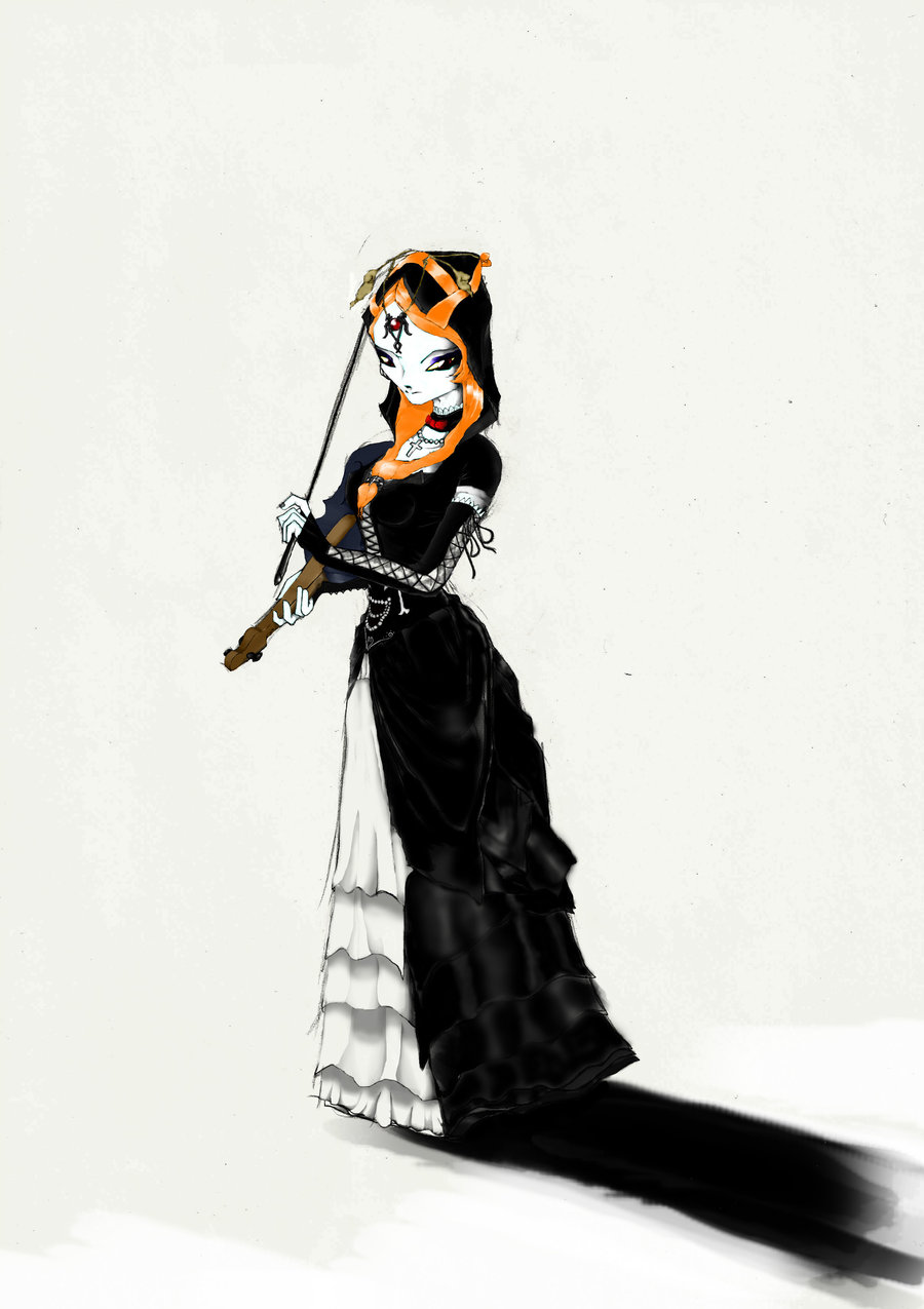 detached_sleeves gothic long_dress midna orange_hair twili_midna twilight_princess violin