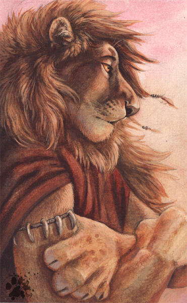 blotch feline lion male profile scarf solo