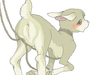 anus ass_up blush butt ears_down female feral haison hooves leash looking_back pussy raised_tail sheep solo tail
