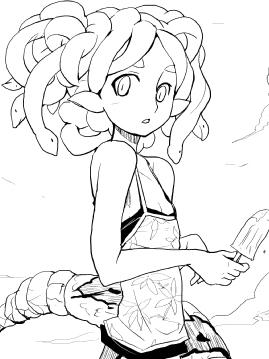 cute female loli medusa popsicle sketch solo