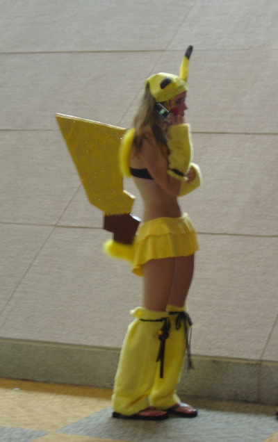 cosplay female human photo pikachu pok&eacute;mon real skimpy solo telephone