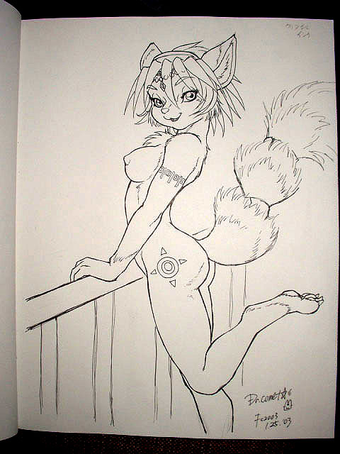canine dr_comet female fox krystal nude sketch sketchbook solo star_fox video_games
