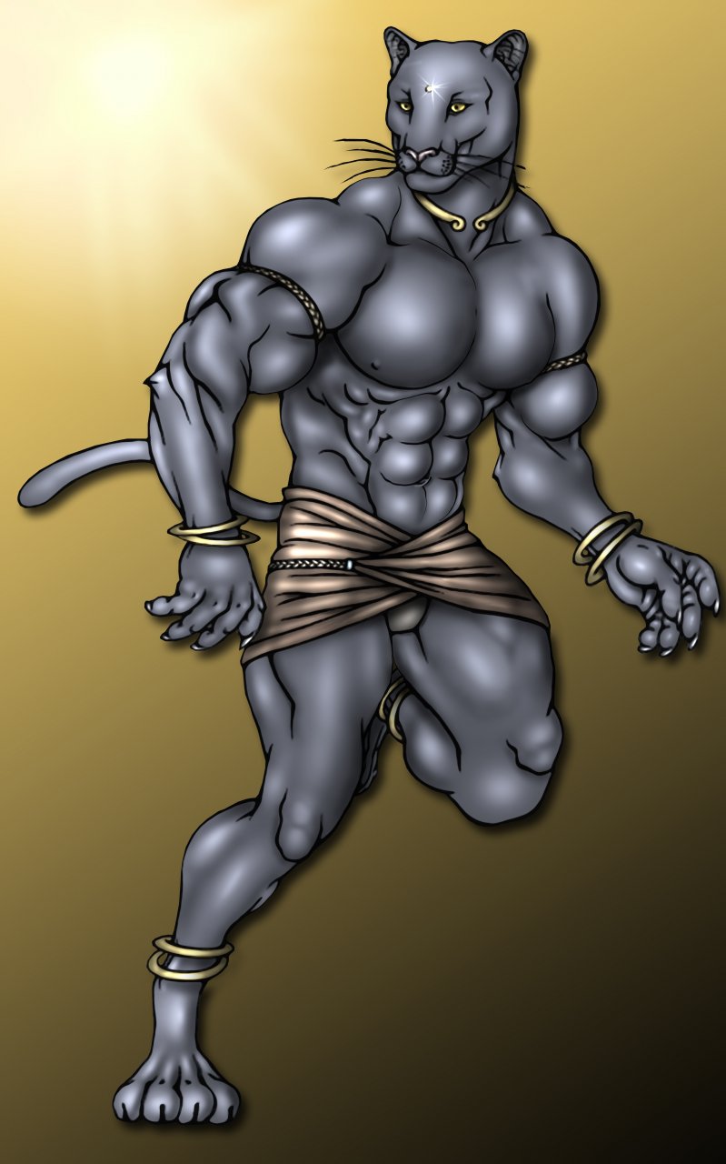 feline klaufman male muscles panther running solo tribal