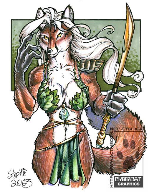 canine female fox skimpy solo stephanie_stone sword warrior weapon