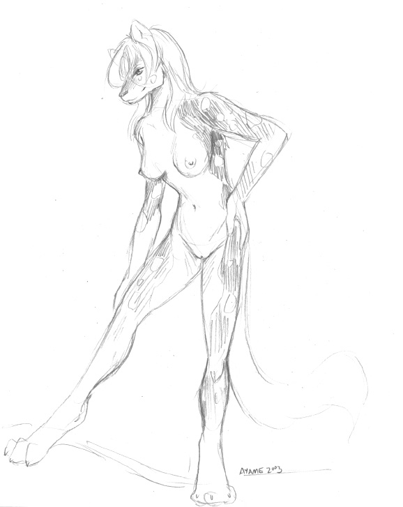 ayame_emaya female nude quoll sketch solo