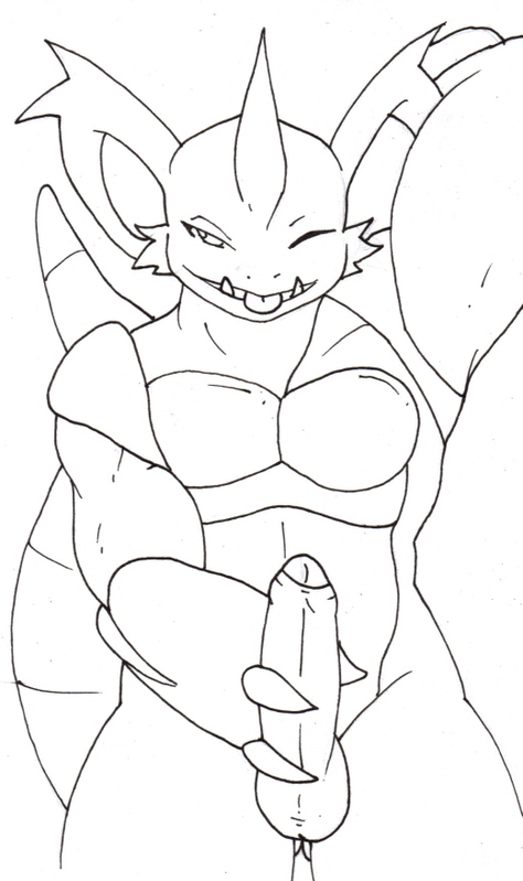 balls claws erection fangs grin horns invalid_tag looking_at_viewer male masturbation muscles nidoking nude penis pok&eacute;mon pok&eacute;morph presenting reptile scalie sketch solo standing tail theshizl tongue uncut