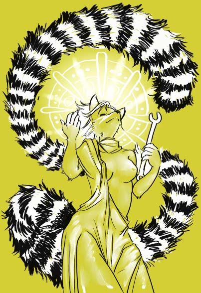 eira engineer female halo priest ringtailed_cat solo unknown_artist