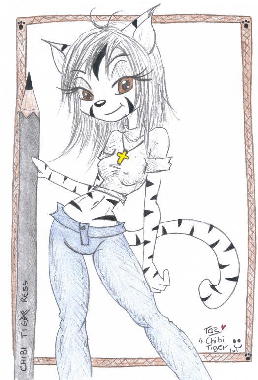 chibi_tiger chibi_tigress feline female innocenttazlet josephine pencil solo tiger