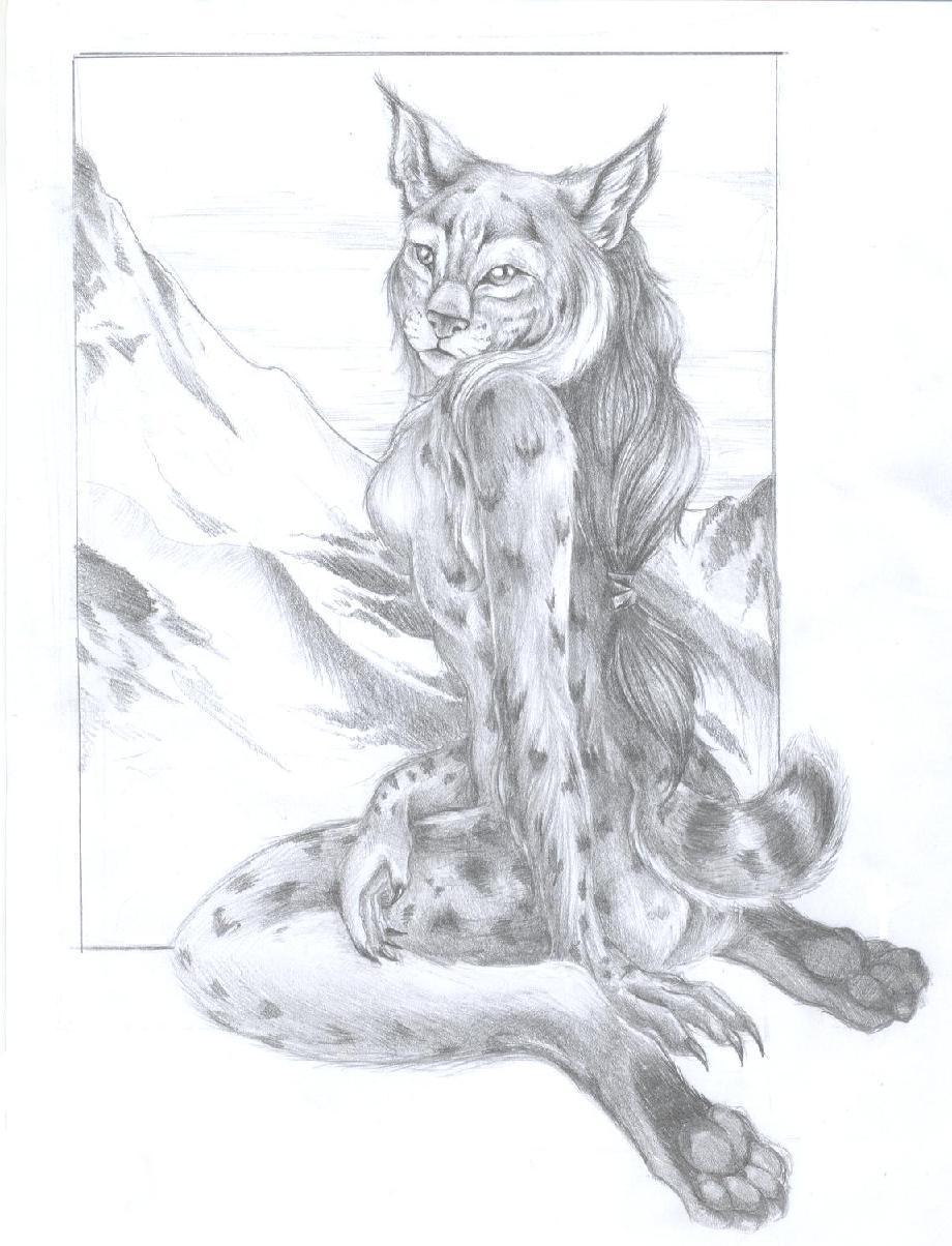 bobcat feline female lynx nalavara naturally_censored nude solo