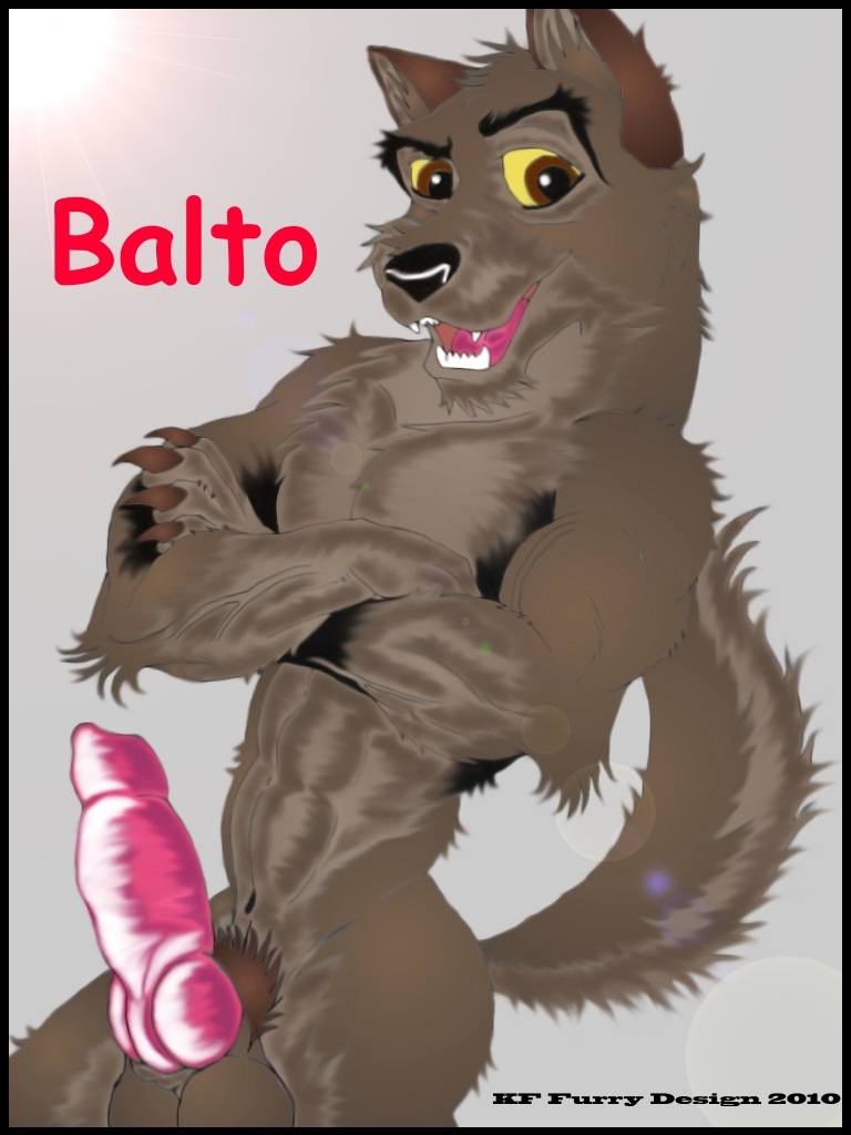 anthrofied balto balto_(film) brown_eyes canine crossed_arms erection knot male mammal open_mouth penis pubes pubic_hair solo unknown_artist