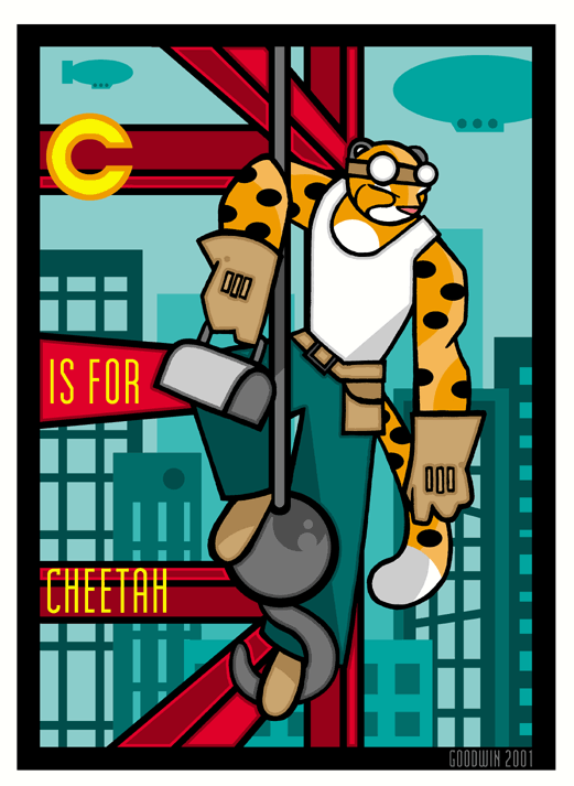 alphabet c cheetah chris_goodwin construction_worker feline high_girders high_place male skyscraper solo worker