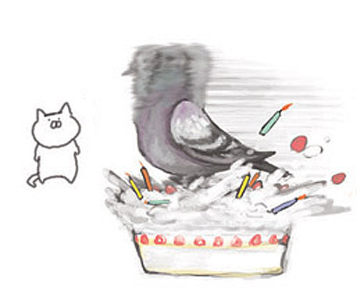 bird cake candle cat commentary_request food lowres motion_blur no_humans noja original pigeon simple_background white_background