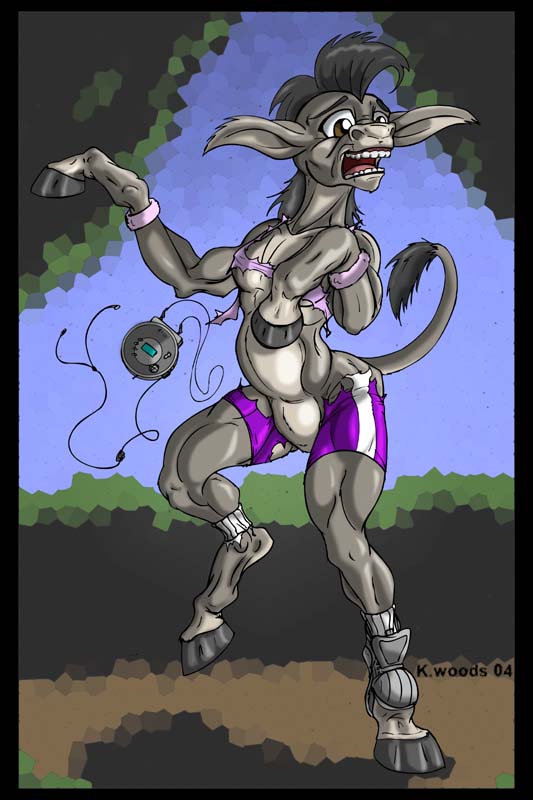 black-rat clothing donkey ears equine eyes hooves keanon_woods mammal muscles nose shirt shoes shorts socks solo tail teeth transformation