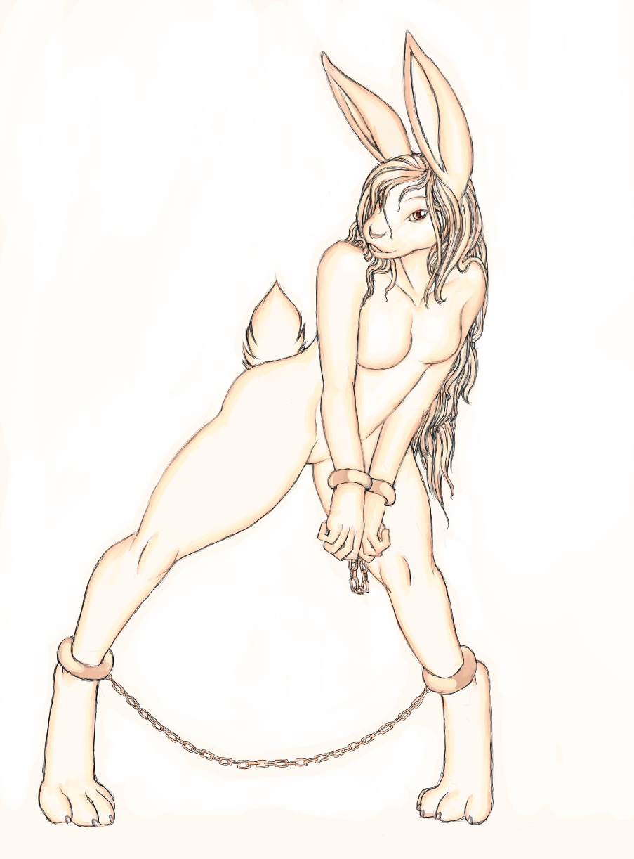 bdsm bondage chains female lagomorph nude pira rabbit solo