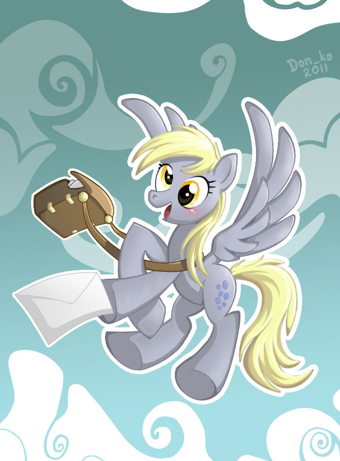 amber_eyes bag blonde_hair cloud cutie_mark derp derpy_hooves_(mlp) don_ko equine female feral flying friendship_is_magic hair horse mail mammal my_little_pony pegasus pony sky solo wings