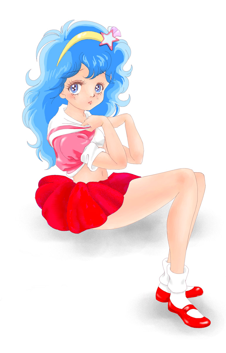 80's 80's 80s blue_hair flat_chest hayami_persia highres loli magical_girl mahou_no_yousei_persia oldschool