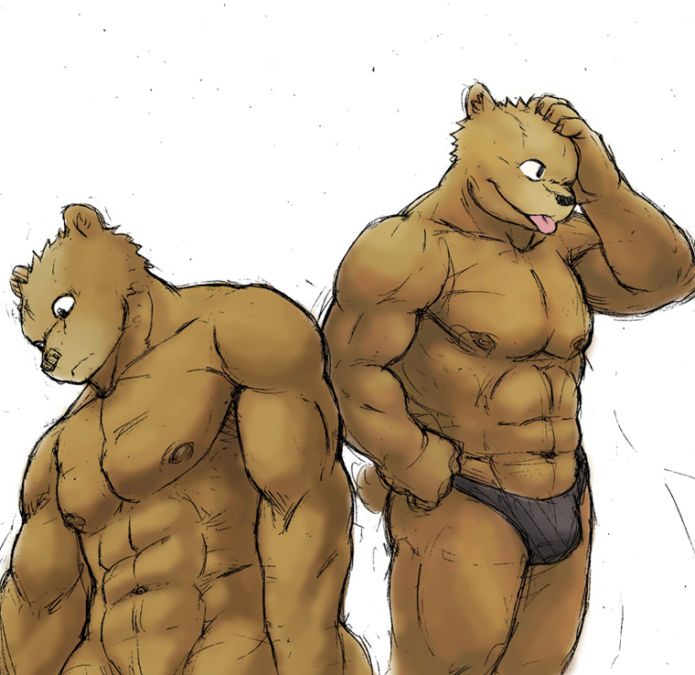 ;p ^69 bear briefs bulge male muscles topless underwear