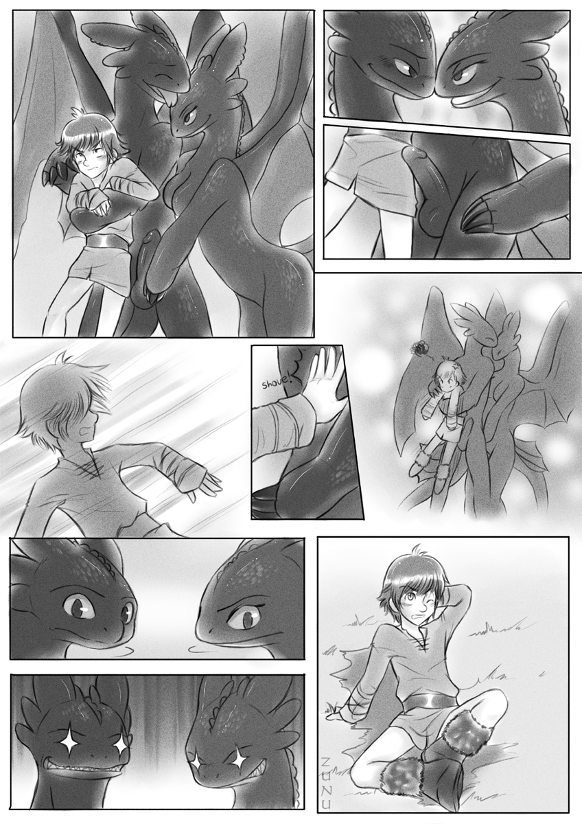 dragon female greyscale hiccup hiccup_(httyd) how_to_train_your_dragon human male mammal monochrome night_fury nude rape_face toothless zunu zunu-raptor