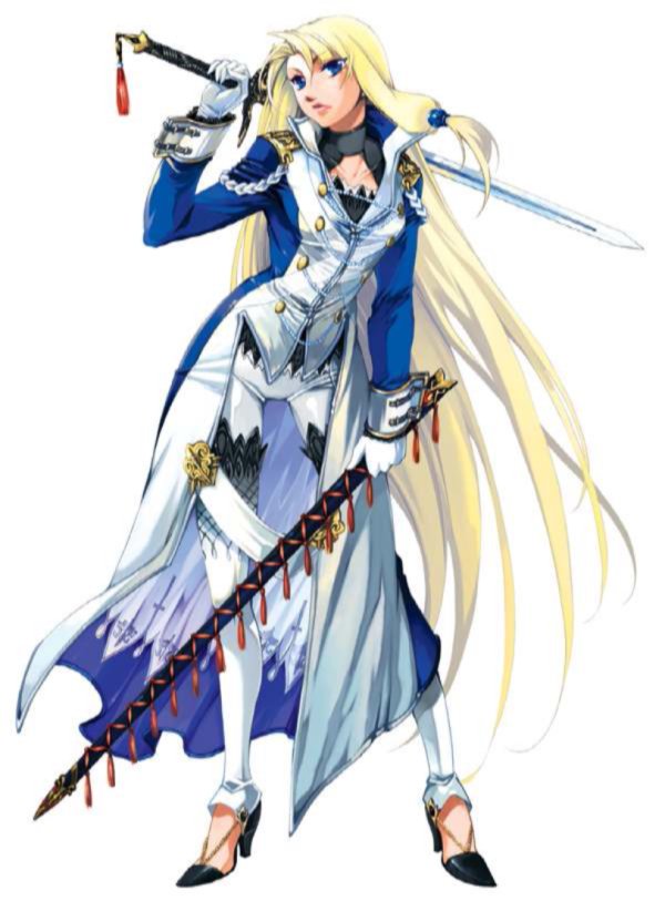 blonde_hair blue_eyes densetsu_no_yuusha_no_densetsu ferris_eris long_hair non-web_source scabbard sheath solo sword very_long_hair weapon