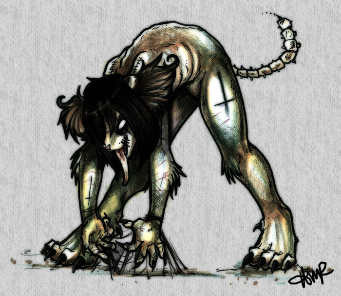 black_hair digitigrade female hair holly_massey lemur long_hair scratch solo tail tongue tongue_out zombie