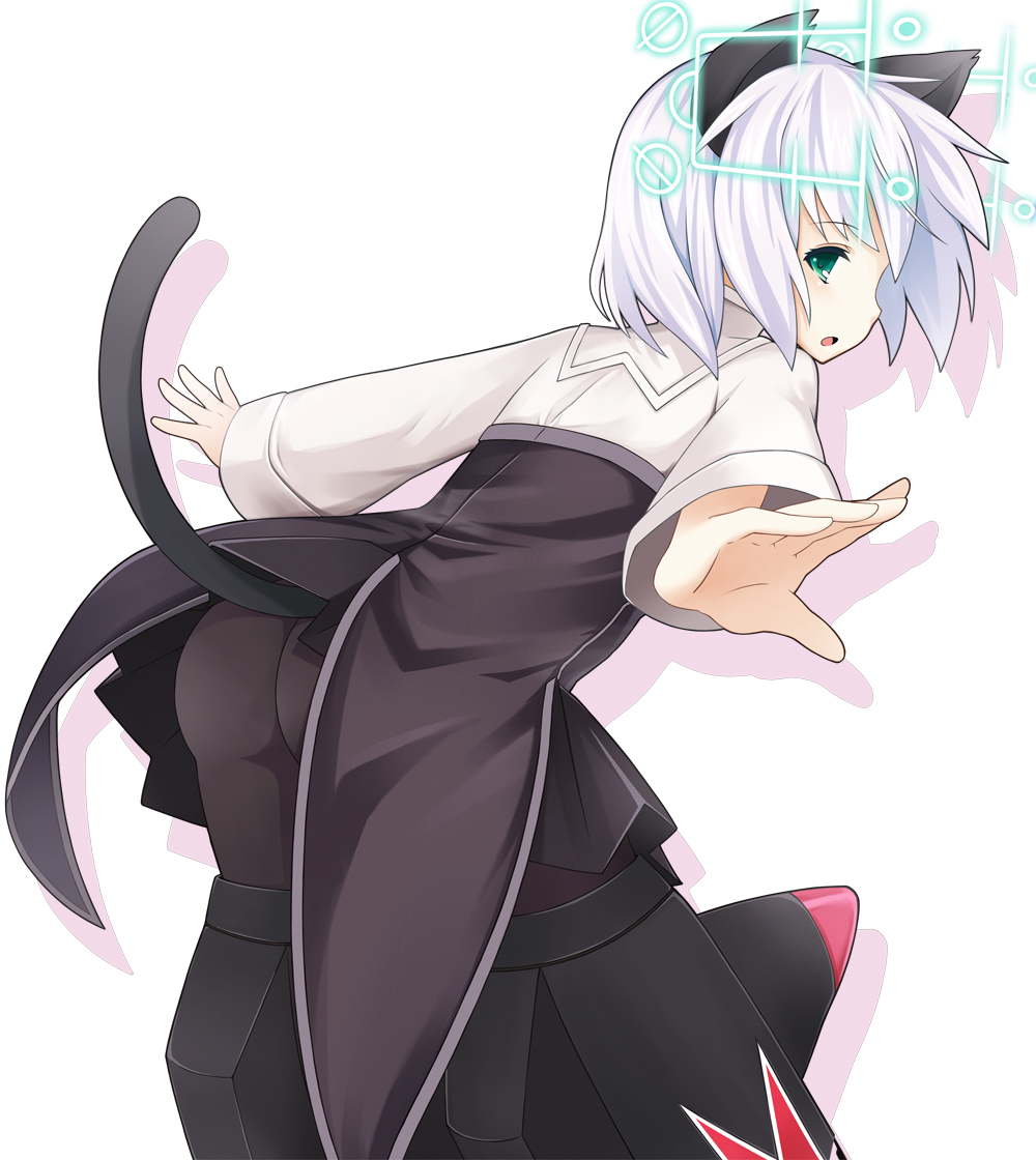 animal_ears ass black_legwear cat_ears cat_tail chonbo_(artist) hirschgeweih_antennas pantyhose sanya_v_litvyak short_hair silver_hair solo strike_witches striker_unit tail world_witches_series