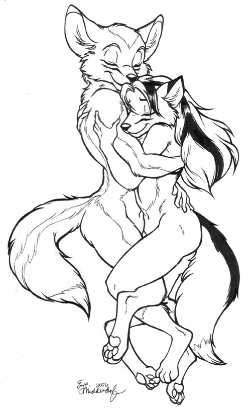 canine couple erin_middendorf female fox hug kat_vixen kit_fox love male nude olve romantic straight