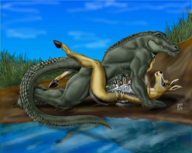 after_sex anthro crocodile cum cumshot drooling duo erection female gazelle interspecies lake lying male mammal messy missionary_position nude on_back on_top orgasm penis predator/prey_relations reptile saliva scalie sex size_difference straddling straight sudonym