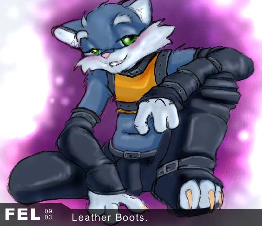 blush boots cat fel feline half-shirt leather male rave solo