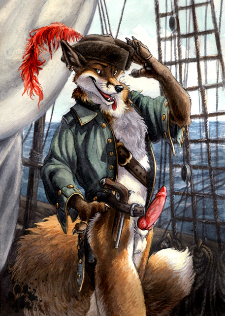 background balls blotch canine canine_penis fox knot male penis piercing pirate solo