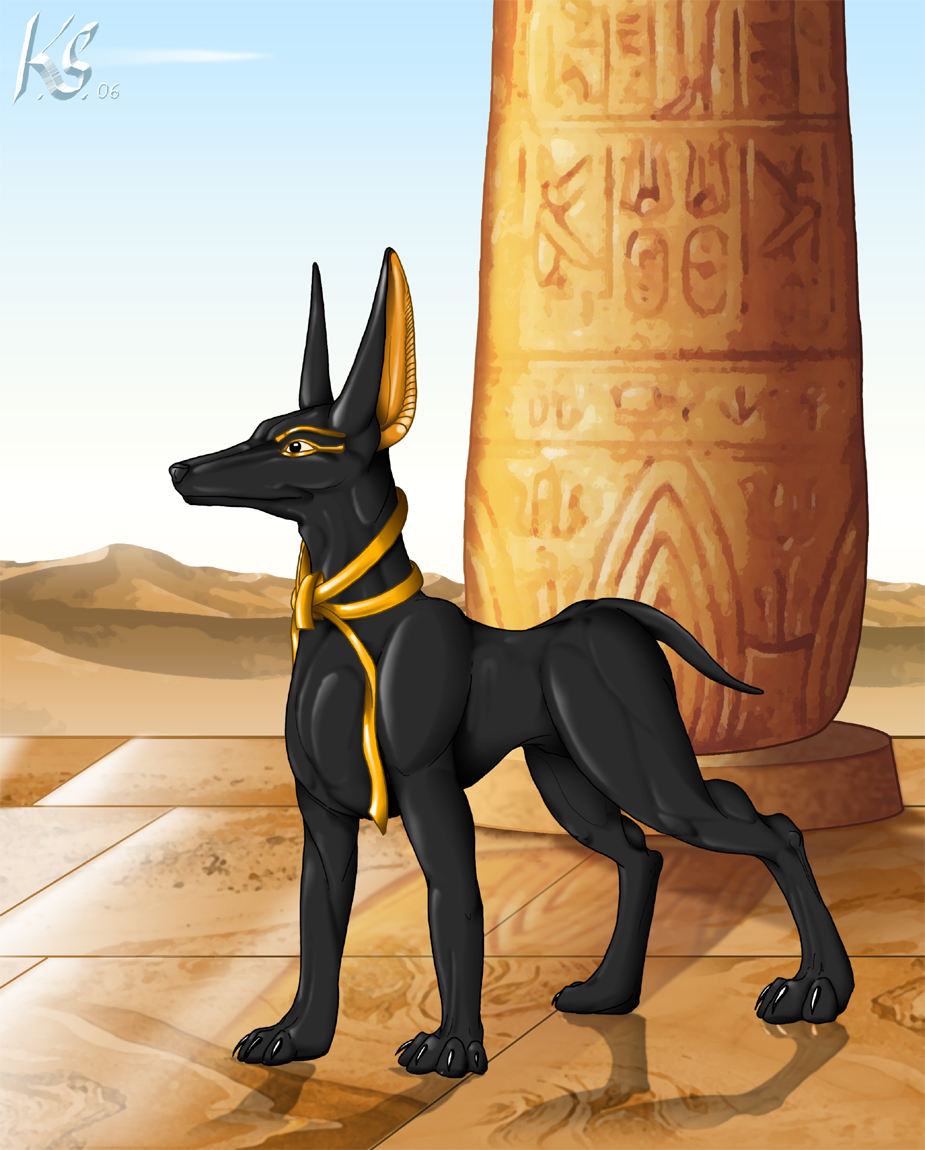 anubian_jackal anubis canine deity egyptian feral jackal male solo unknown_artist