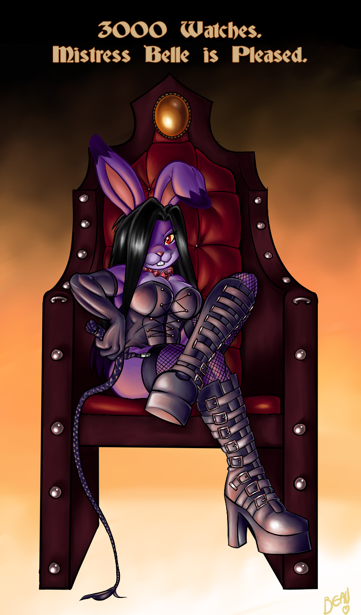 big_breasts black_hair breasts cute domination female female_domination fishnet goth hair lagomorph lapinbeau lingerie looking_at_viewer mistress_belle purple rabbit red_eyes sitting solo stockings throne whip