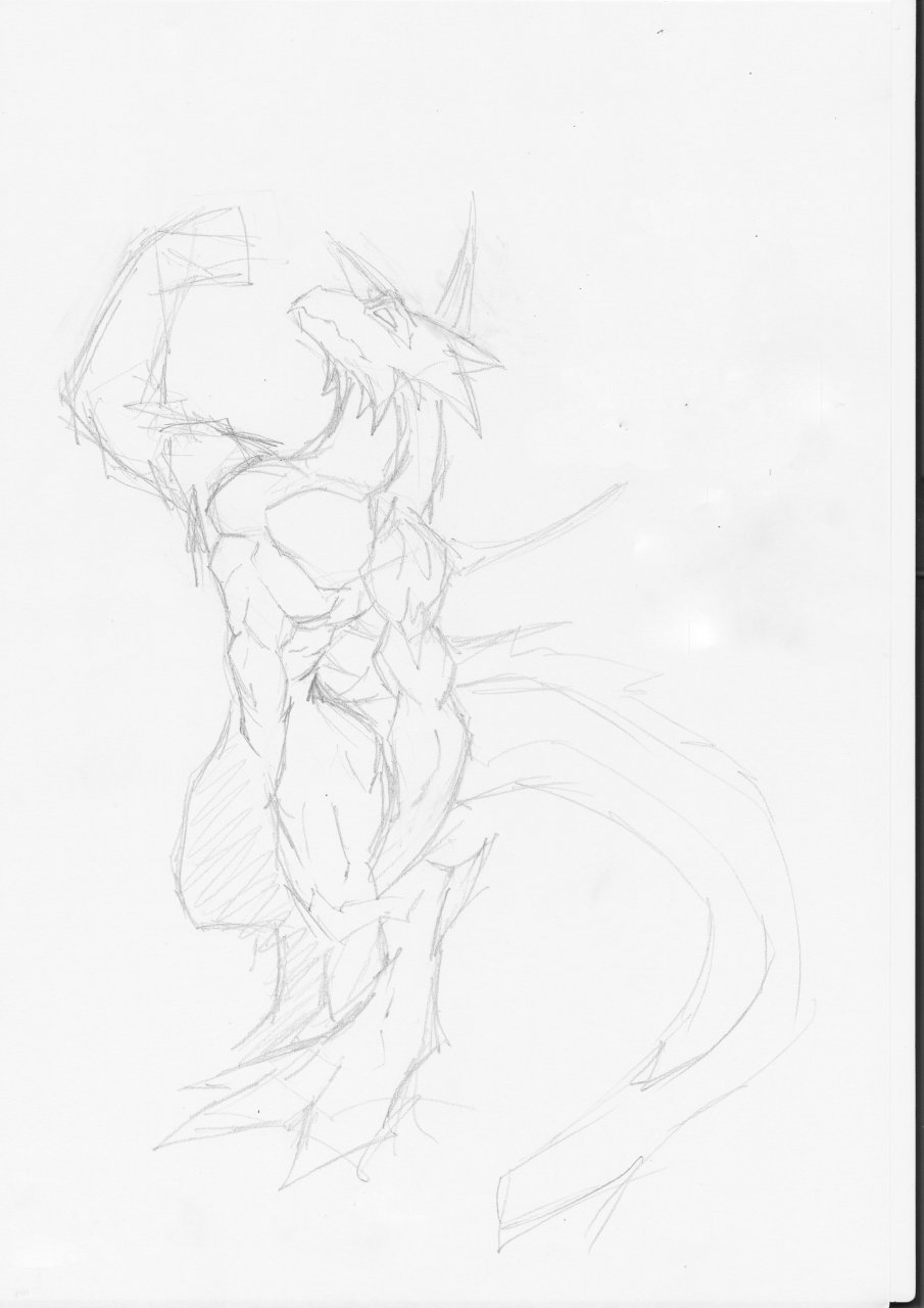 claws dragon grin horns male megan muscles nude presenting reptile scalie sketch solo standing tail