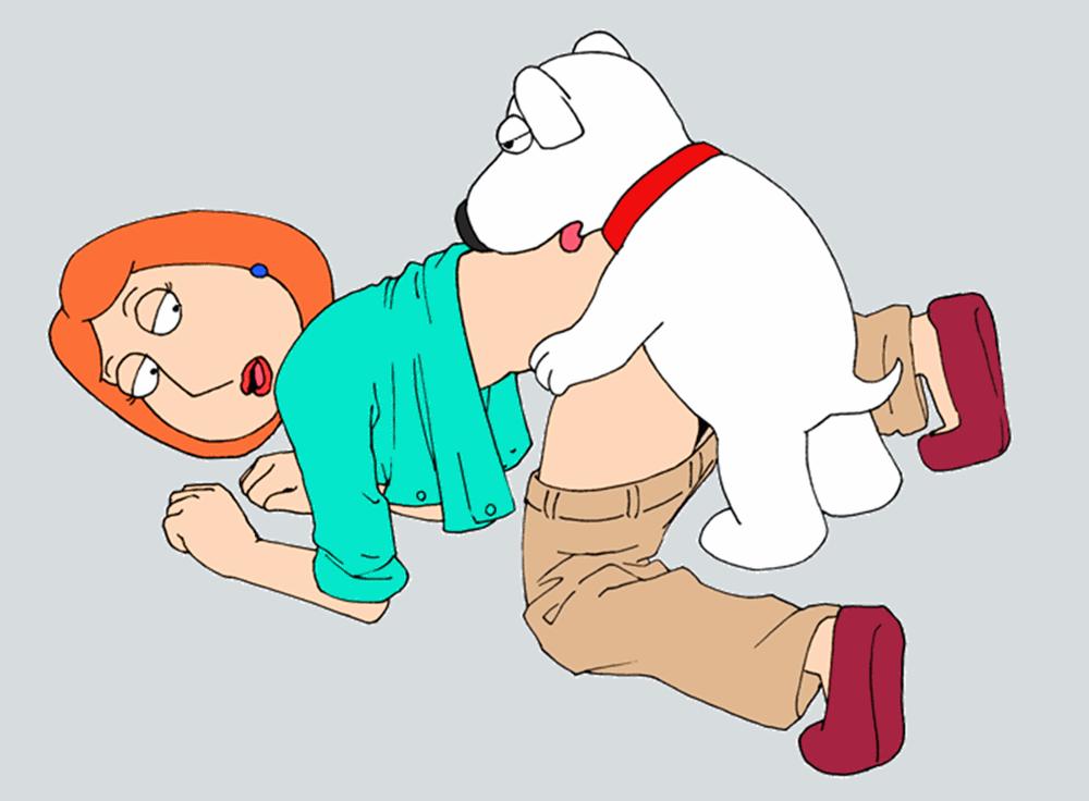 animal bent_over brian_griffin canine collar dog family_guy female feral human interspecies lois_griffin looking_back male open_mouth presenting red_hair sex straight tongue unknown_artist white zoo