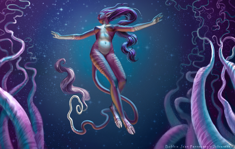 alien female hooves nude silverone solo stars underwater