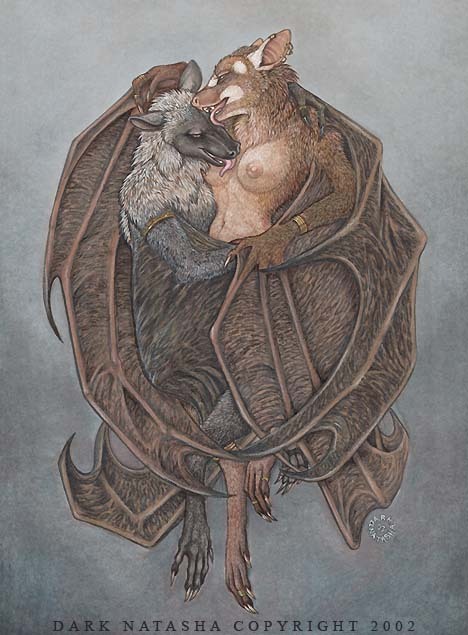 bat breasts dark_natasha embrace female half_covered hug licking love male nude straight tongue