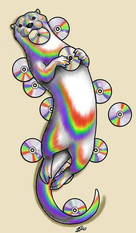 cd cute feral iridescent linsey_huish optical_medium otter overhead rainbow shiny solo