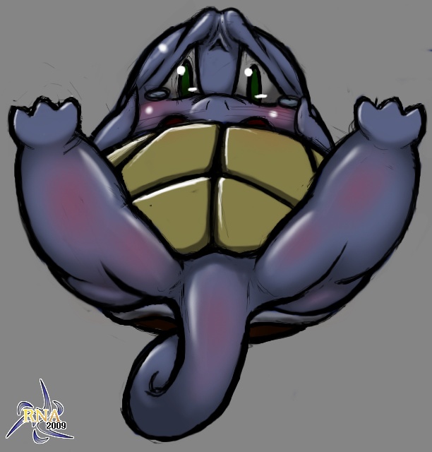2009 ambiguous_gender blush butt hindpaw looking_at_viewer on_back pok&eacute;mon rna scalie solo spread_legs spreading squirtle tail turtle