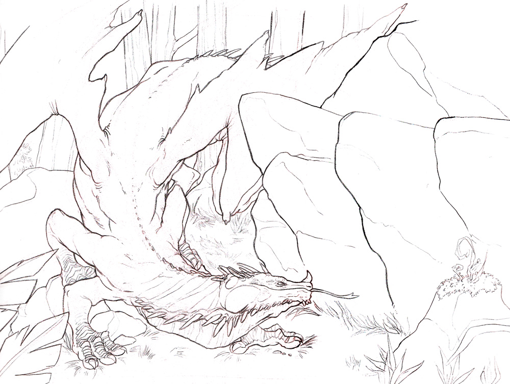 background dragon reptile scalie sefeiren sketch spikes tongue wings